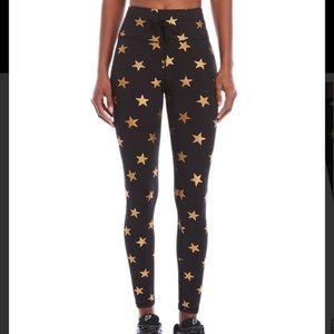 C & C California small Gold Star leggings on black